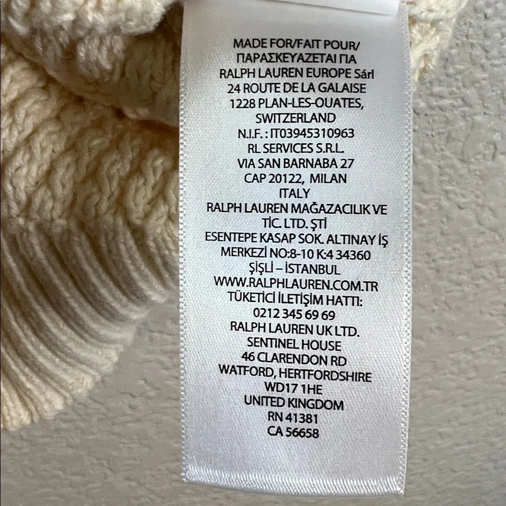 Polo Ralph Lauren Country Cream Ivory Knit Crochet Cardigan Sweater Size M 8/10
